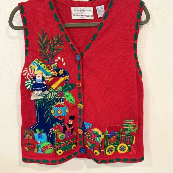 Marisa Christina Red Holiday Vest with Colorful Embroidery - Picture 1 of 14